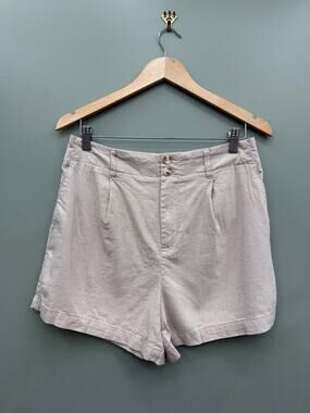 LC Lauren Conrad Linen Blend Pull On Shorts Womens 10 Beige Coastal Minimalist